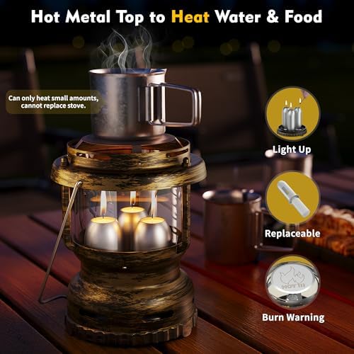 3-Wick Emergency Candle Lantern for Power Outages [18H+ Burning